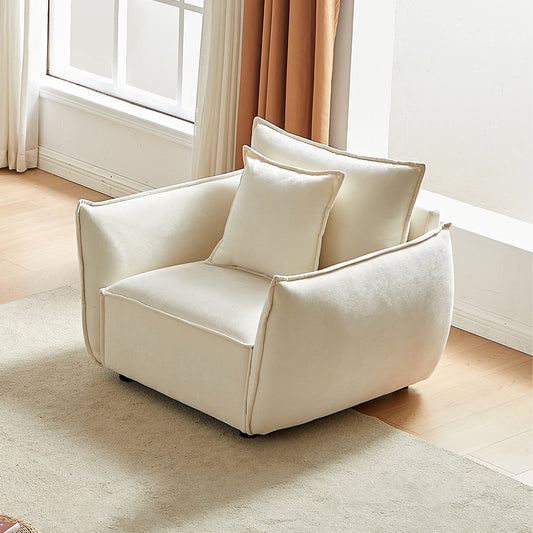 LoafSeat Accent Armchair – Chenille Upholstered Lounge Chair with Pillows