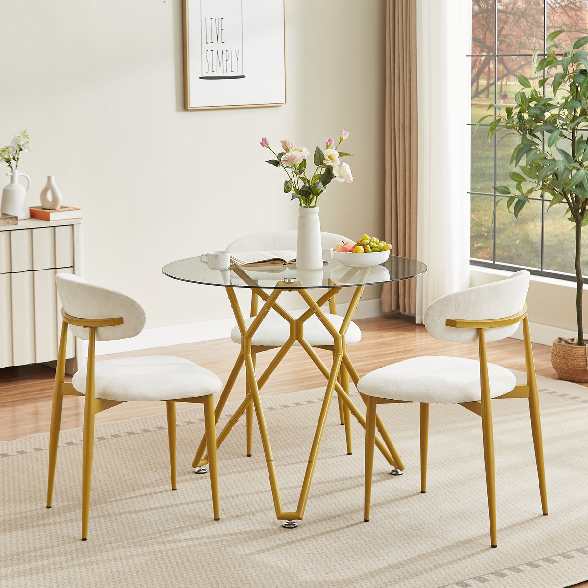 LucenGlow Dining Set (1 Table + 2 Chairs)