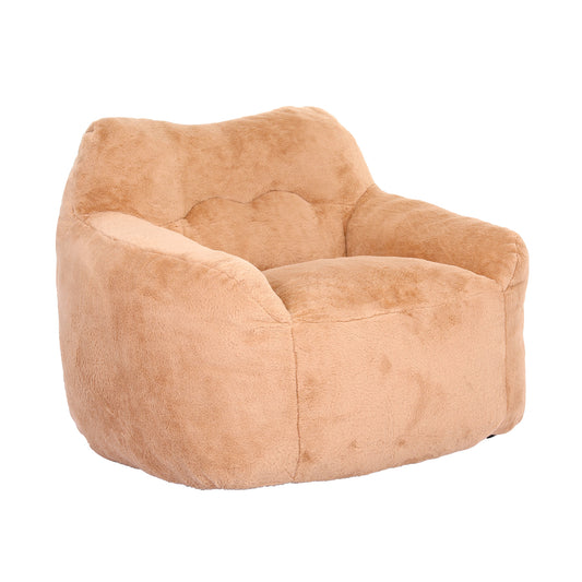 MuffBean Plush Beanbag Chair – Oversized Lounge Seat with Armrests - Brown