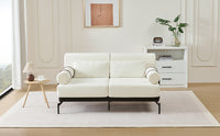 VoltForm 2-Seater Sofa – Modern Chenille Loveseat with USB & Cylinder Arms