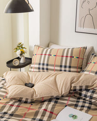 “GridNest” Checkered Cotton Bedding Set – TwinXL 3-Piece