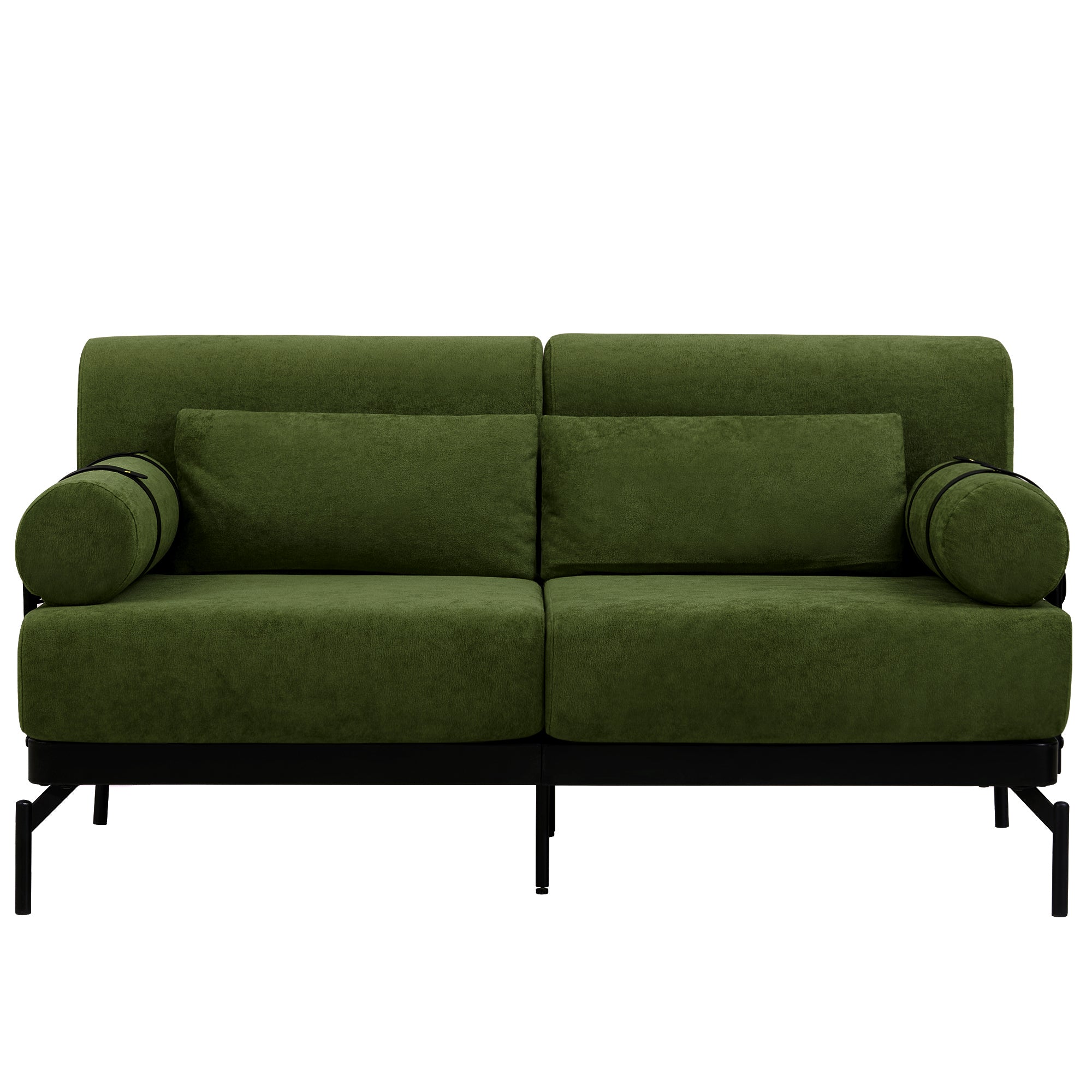 VoltForm 2-Seater Sofa – Modern Chenille Loveseat with USB & Cylinder Arms