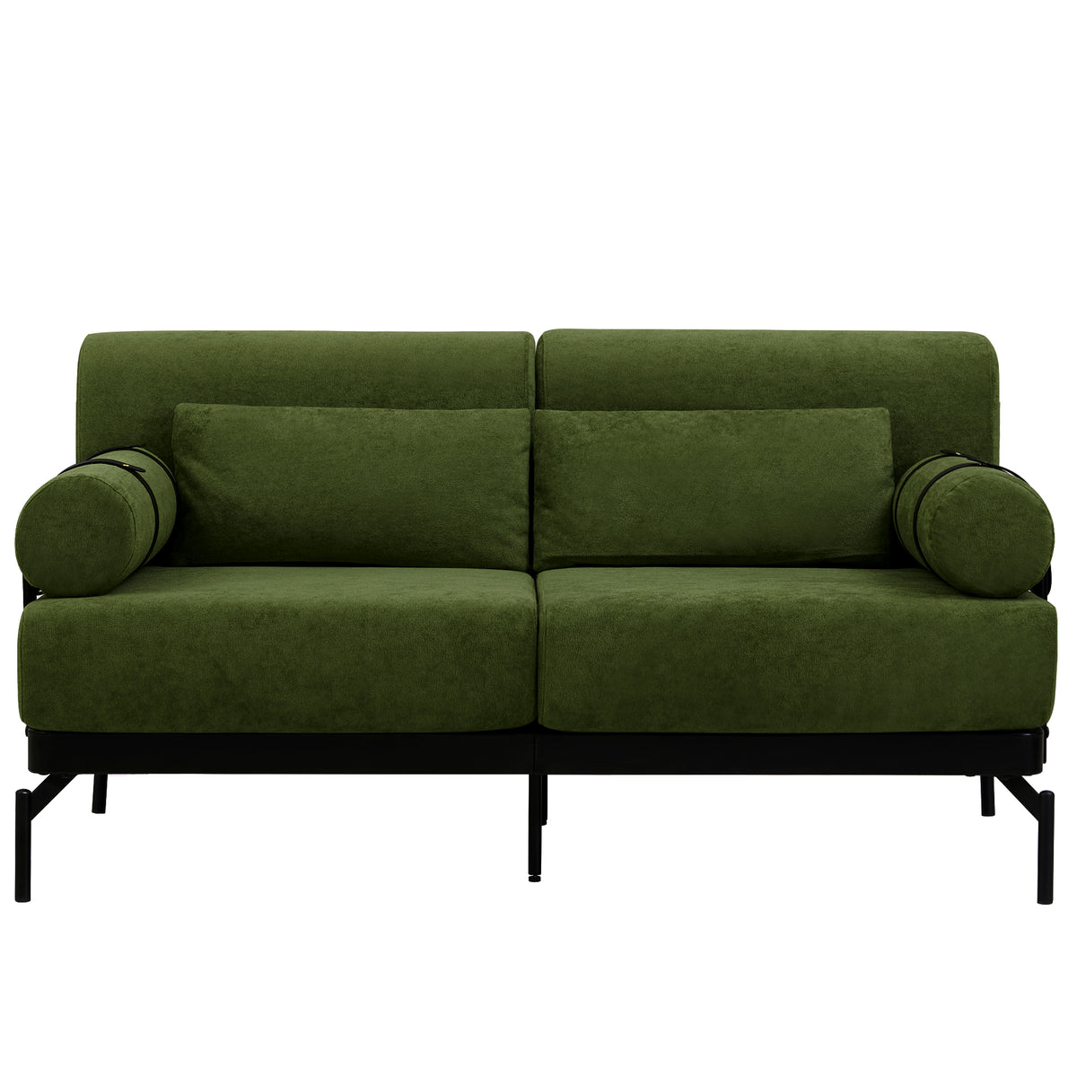 VoltForm 2-Seater Sofa – Modern Chenille Loveseat with USB & Cylinder Arms