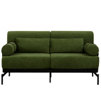 VoltForm 2-Seater Sofa – Modern Chenille Loveseat with USB & Cylinder Arms