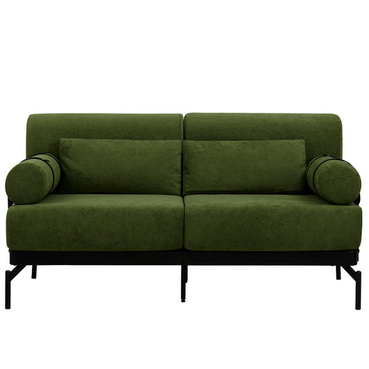 VoltForm 2-Seater Sofa – Modern Chenille Loveseat with USB & Cylinder Arms