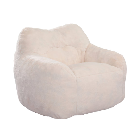 MuffBean Plush Beanbag Chair – Oversized Lounge Seat with Armrests - White