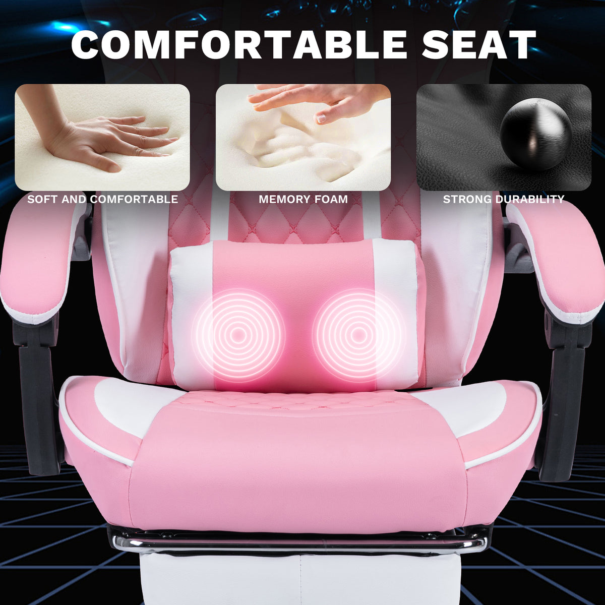 Arelva Pro Gaming Chair – 7 Colors, Footrest & 135° Recline