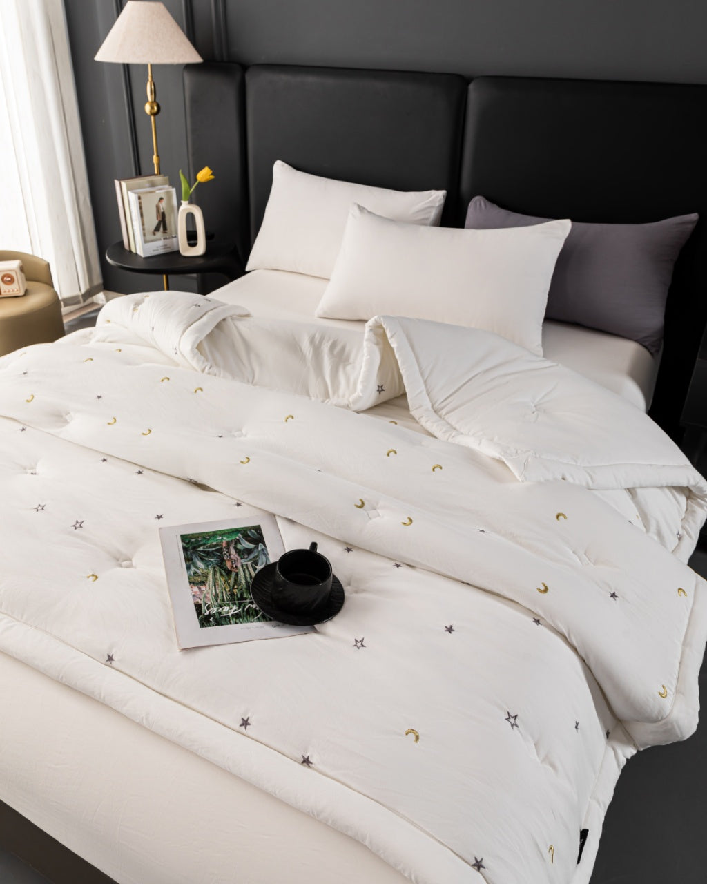 “StarNest” Ultra-Soft Knit Cotton 4-Piece Queen Bedding Set