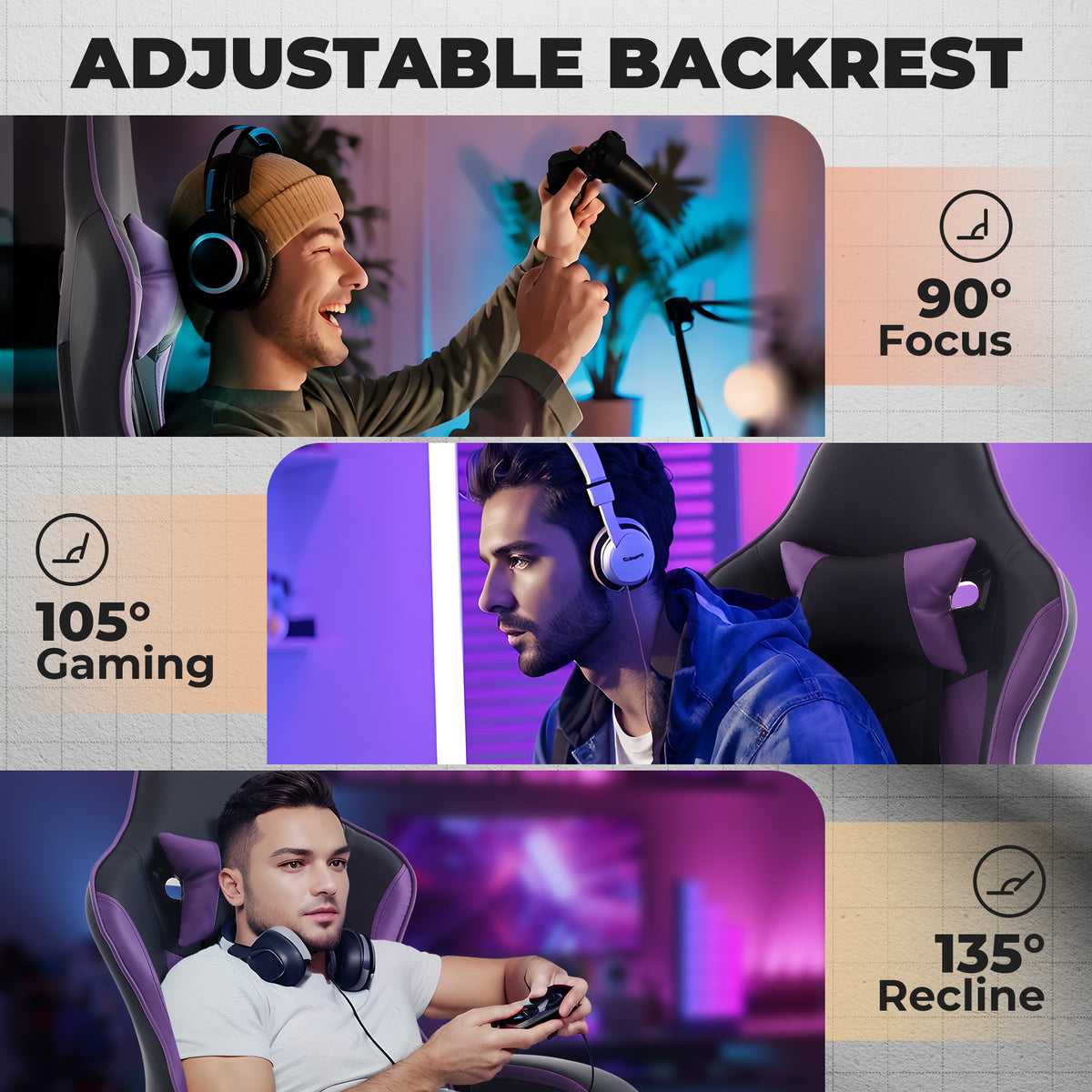 Arelva Pro Gaming Chair – 7 Colors, Footrest & 135° Recline