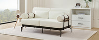 VoltForm 2-Seater Sofa – Modern Chenille Loveseat with USB & Cylinder Arms