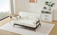 VoltForm 2-Seater Sofa – Modern Chenille Loveseat with USB & Cylinder Arms