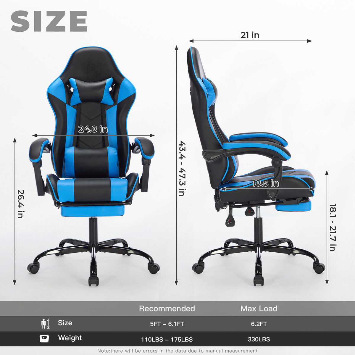 Arelva Pro Gaming Chair – 7 Colors, Footrest & 135° Recline